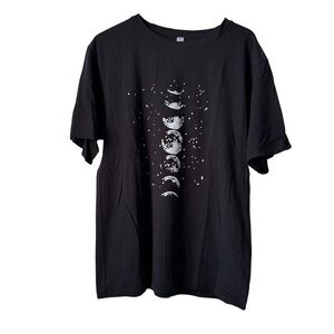 Black T-Shirt with Moon Phases Design